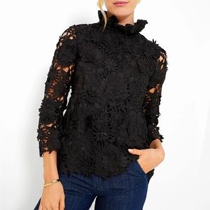 ‼️SOLD!!! Tuckernuck Black Guipure Lace Faye Blouse… lace high neck & Satin bow